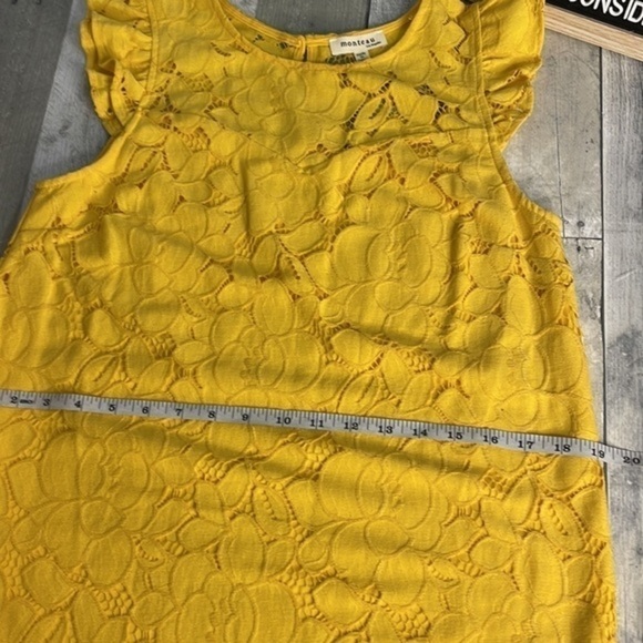 MONTEAU golden yellow flutter cap sleeve dress. Fully lined. Size medium. EUC - Picture 8 of 11